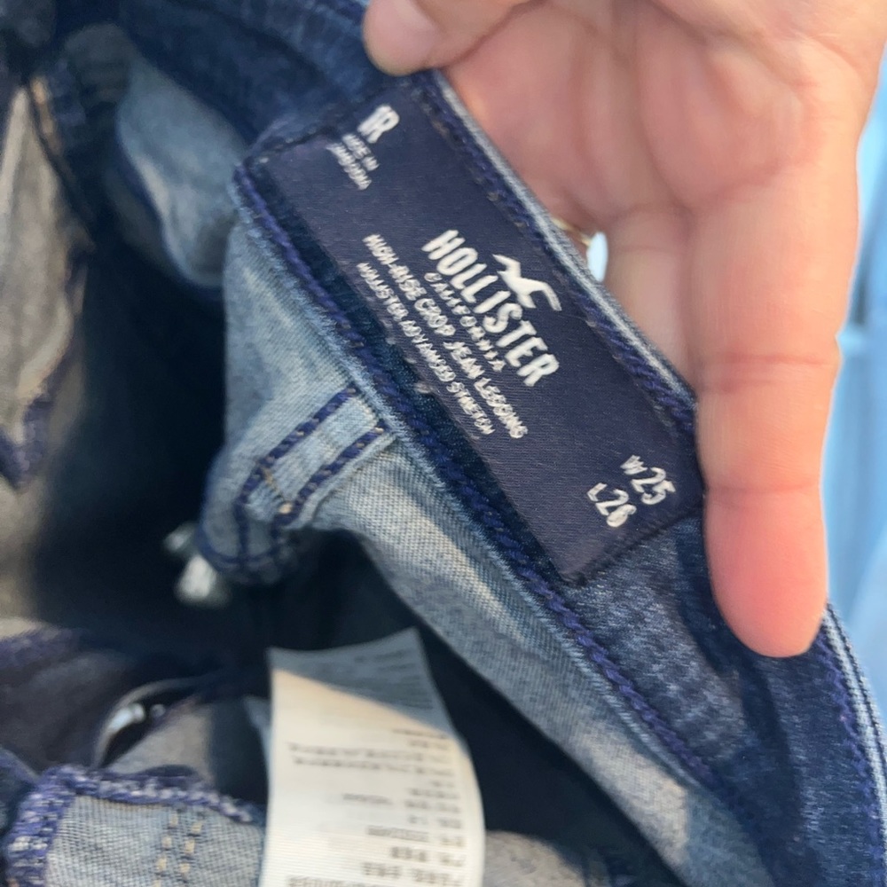 Medium Wash high rise crop jean legging